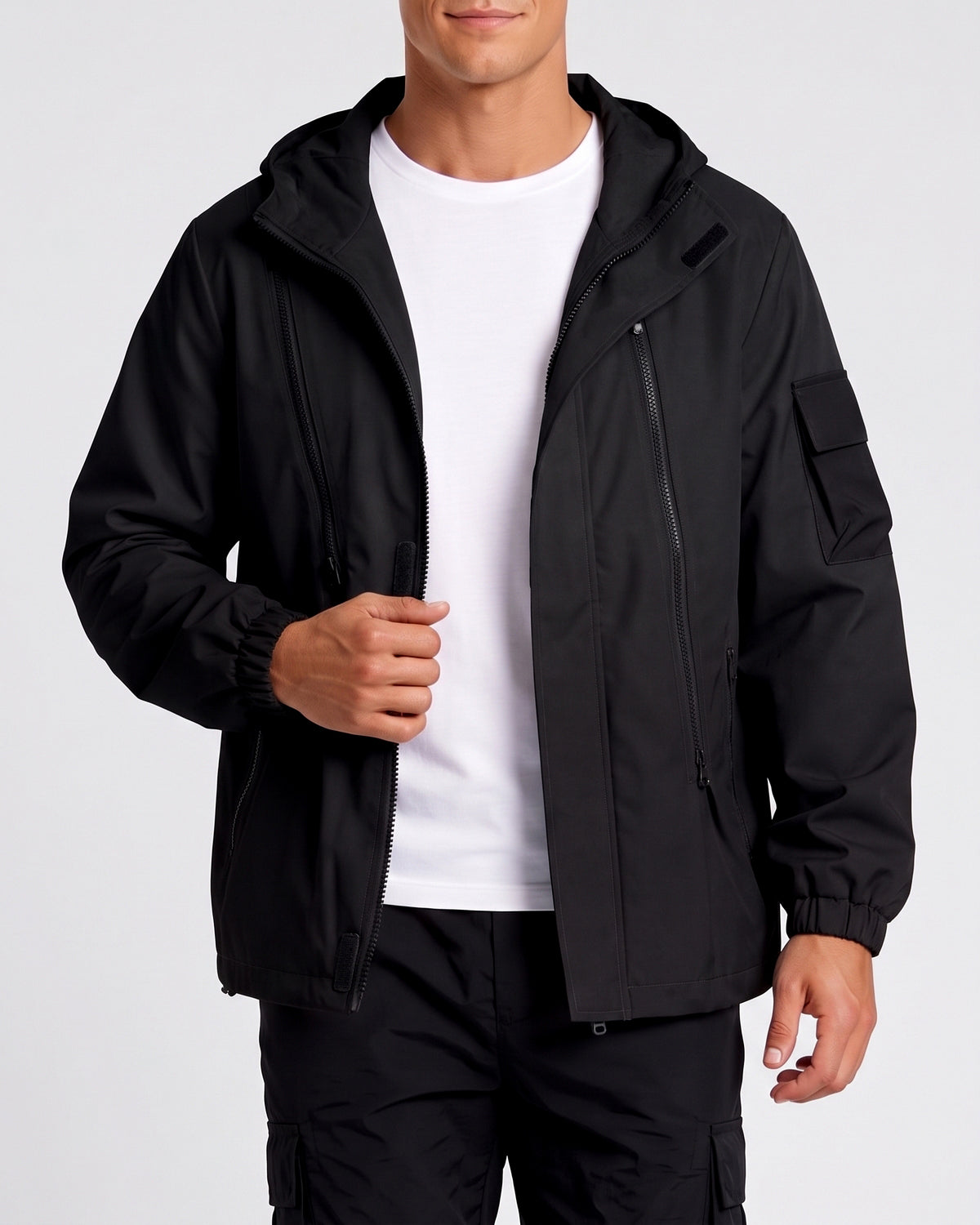 KZZ Men's Gradient Long-Sleeve Hooded Work Jacket