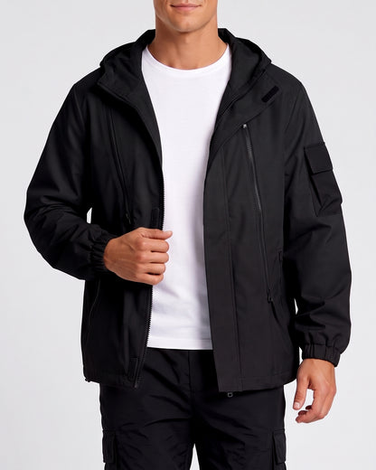 KZZ Men's Gradient Long-Sleeve Hooded Work Jacket