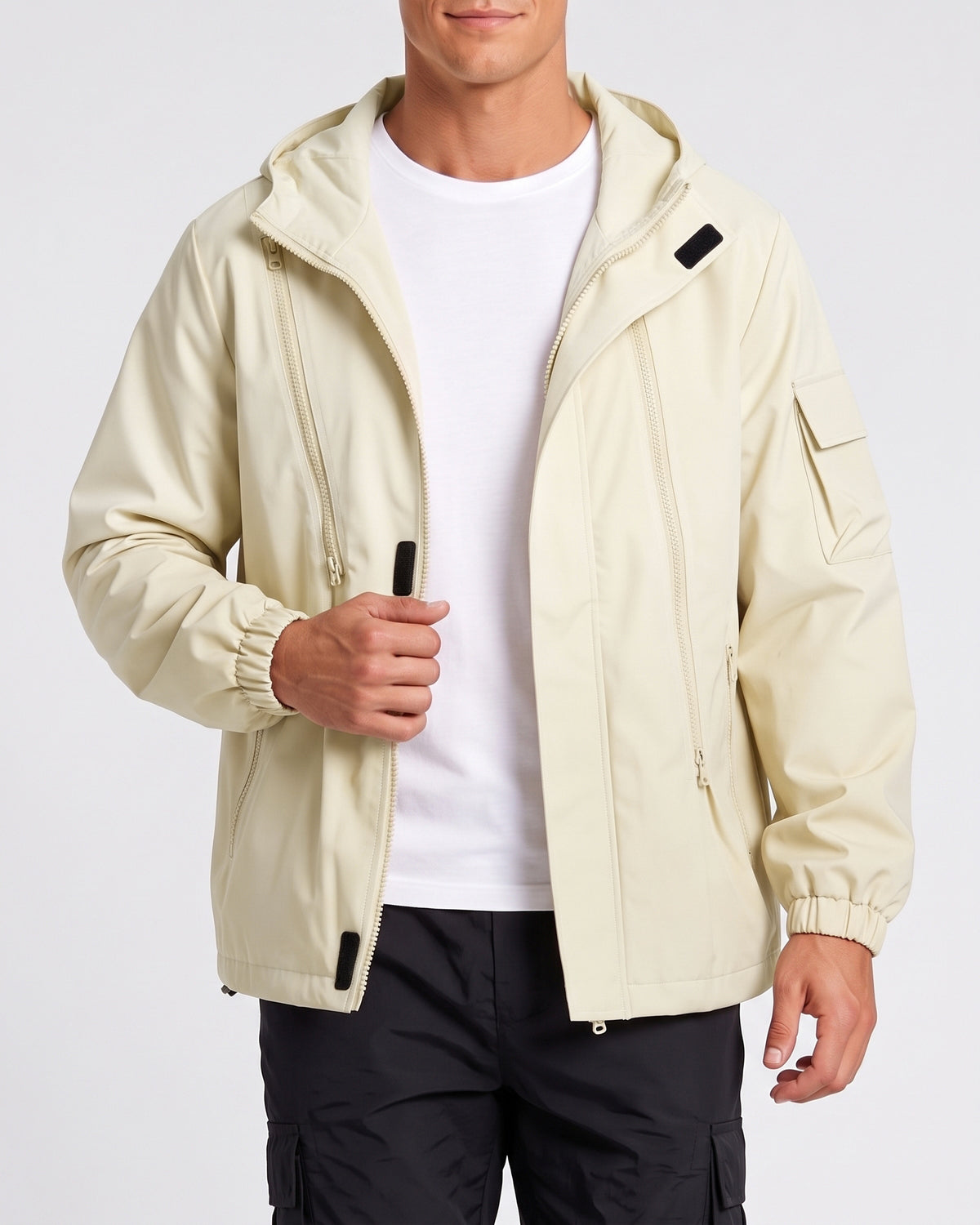 KZZ Men's Gradient Long-Sleeve Hooded Work Jacket