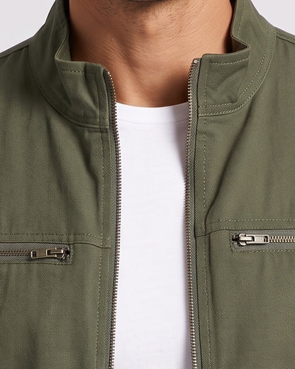 KZZ Men's Retro Loose Long-Sleeved Jacket Casual Work Jacket