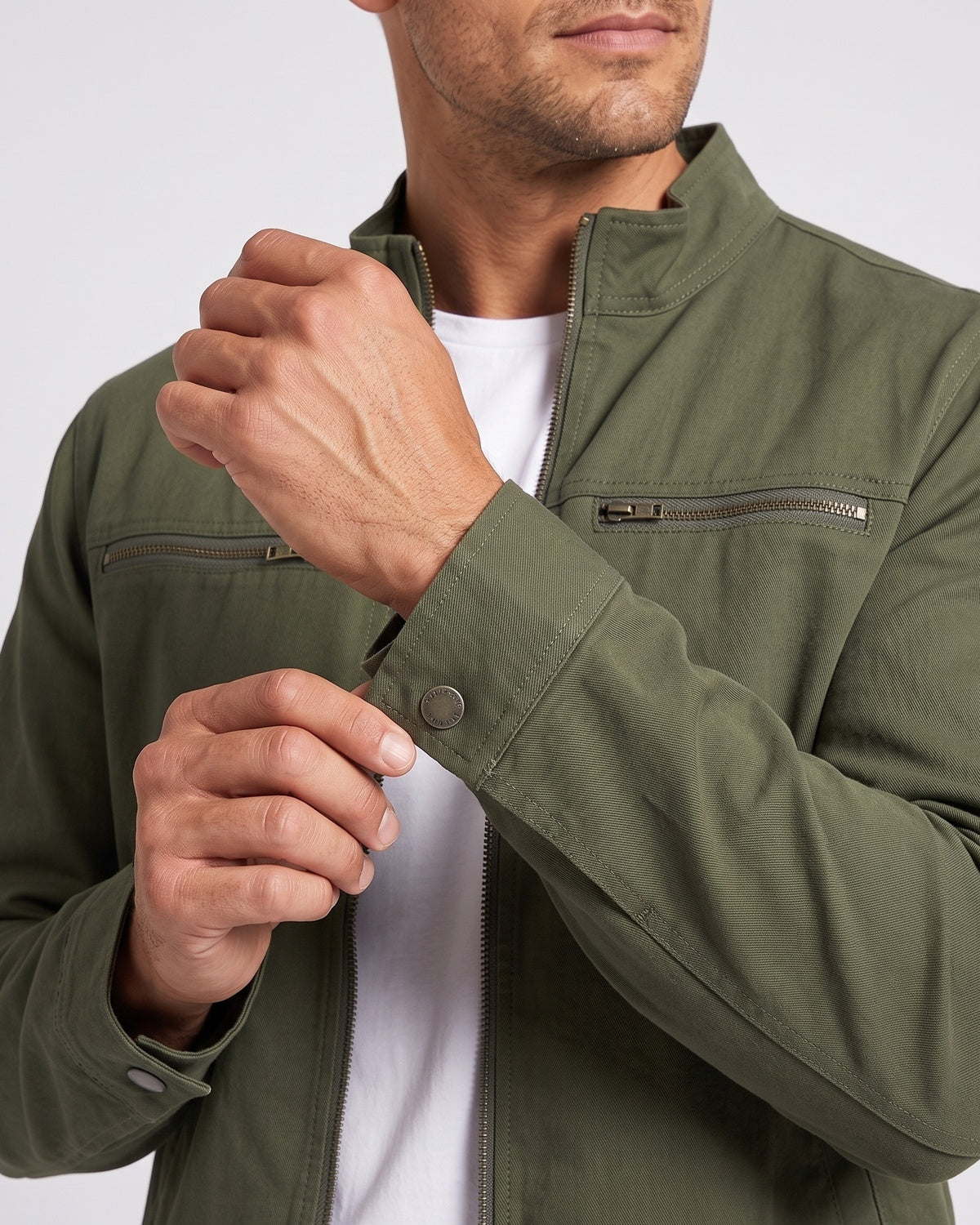 KZZ Men's Retro Loose Long-Sleeved Jacket Casual Work Jacket