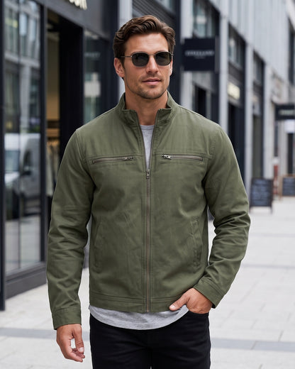 KZZ Men's Retro Loose Long-Sleeved Jacket Casual Work Jacket