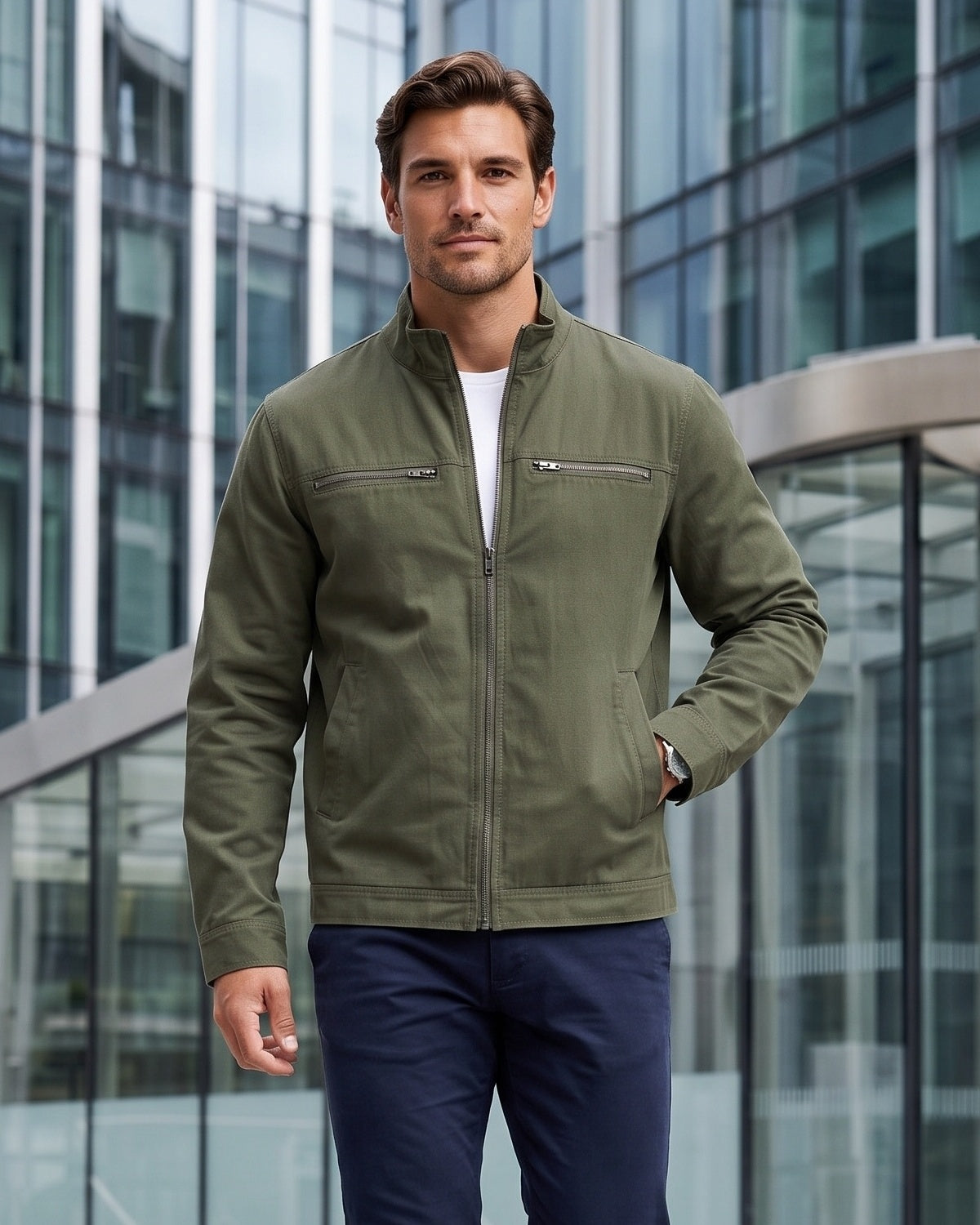KZZ Men's Retro Loose Long-Sleeved Jacket Casual Work Jacket