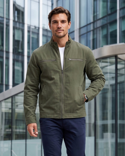 KZZ Men's Retro Loose Long-Sleeved Jacket Casual Work Jacket