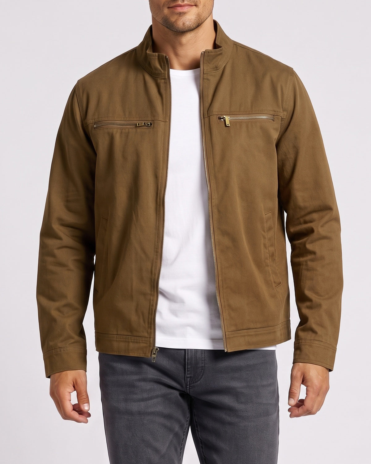 KZZ Men's Retro Loose Long-Sleeved Jacket Casual Work Jacket