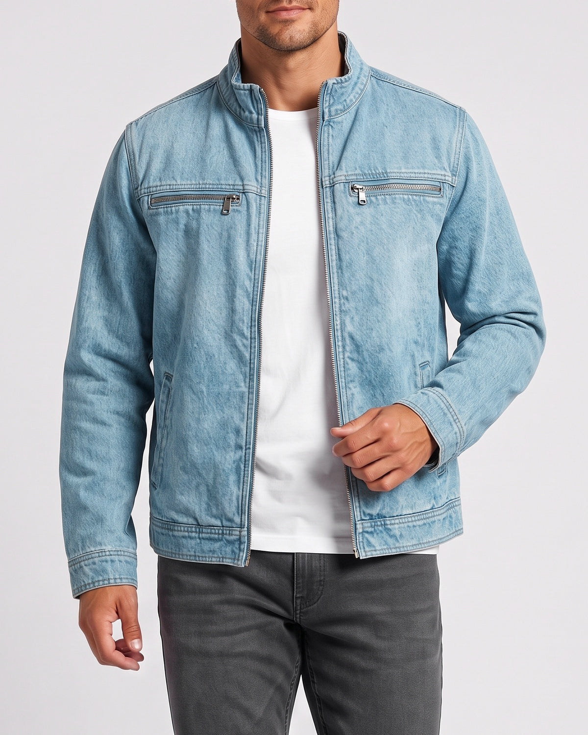 KZZ Men's Retro Loose Long-Sleeved Jacket Casual Work Jacket