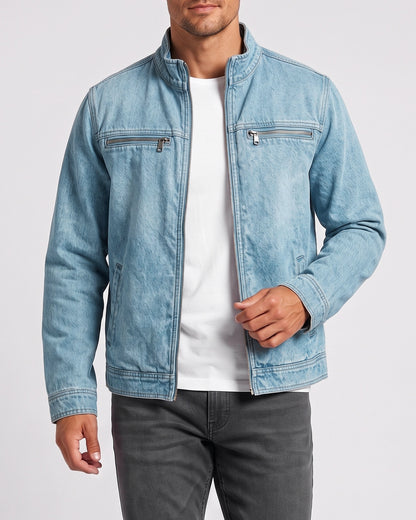 KZZ Men's Retro Loose Long-Sleeved Jacket Casual Work Jacket