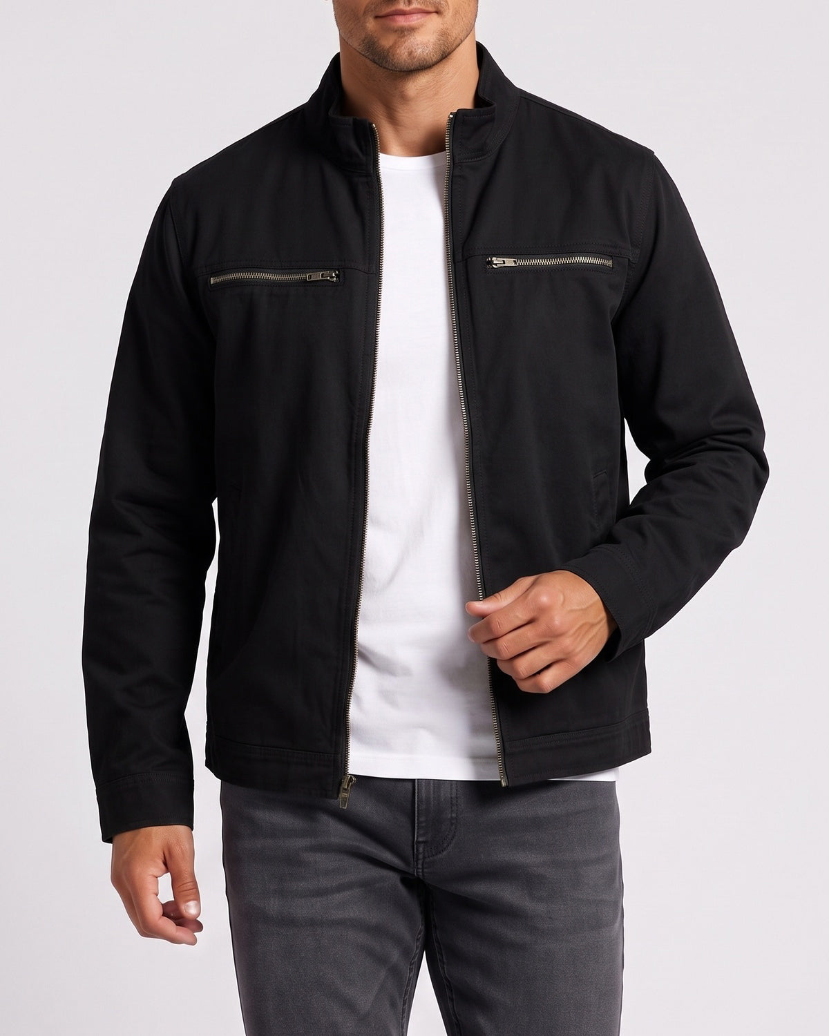 KZZ Men's Retro Loose Long-Sleeved Jacket Casual Work Jacket