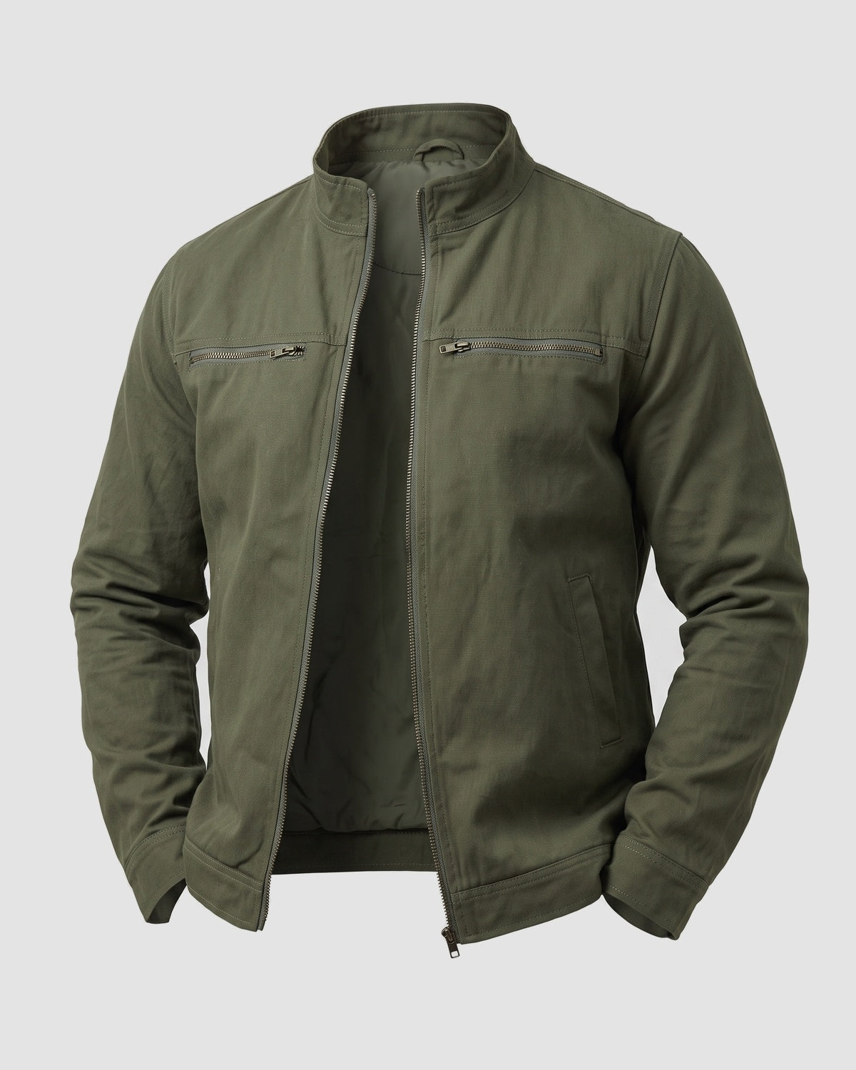 KZZ Men's Retro Loose Long-Sleeved Jacket Casual Work Jacket