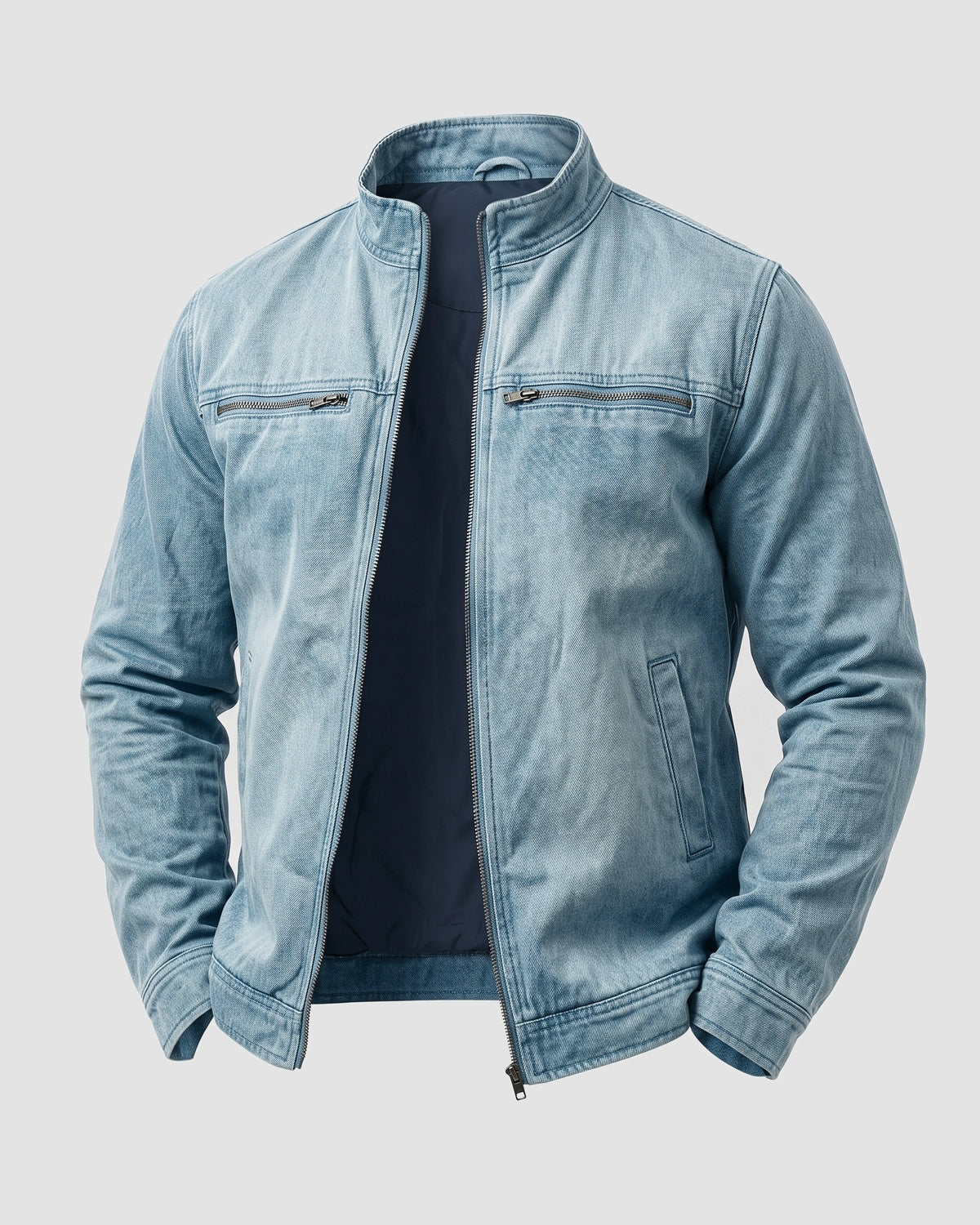 KZZ Men's Retro Loose Long-Sleeved Jacket Casual Work Jacket