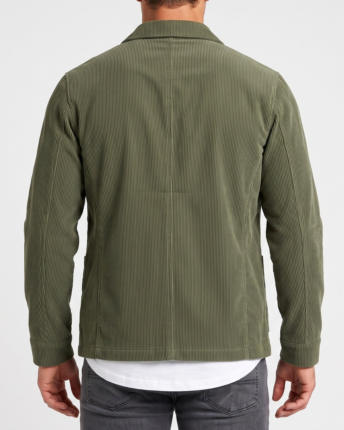 KZZ Men's solid color stand-up collar button pocket cardigan