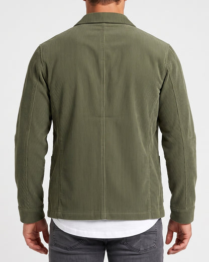 KZZ Men's solid color stand-up collar button pocket cardigan