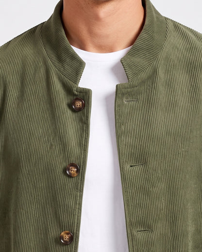 KZZ Men's solid color stand-up collar button pocket cardigan