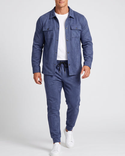 KZZ Men's faux suede work jacket set