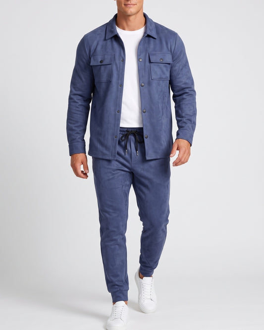 KZZ Men's faux suede work jacket set