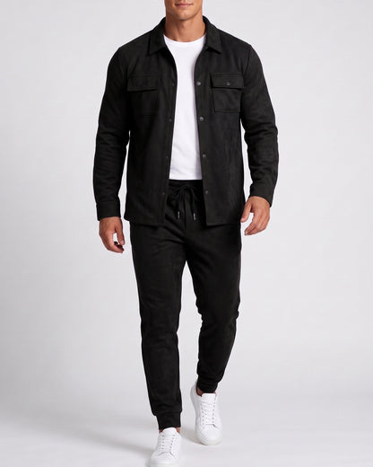 KZZ Men's faux suede work jacket set