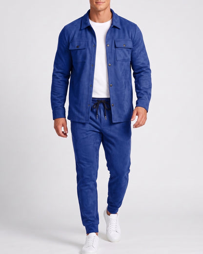 KZZ Men's faux suede work jacket set