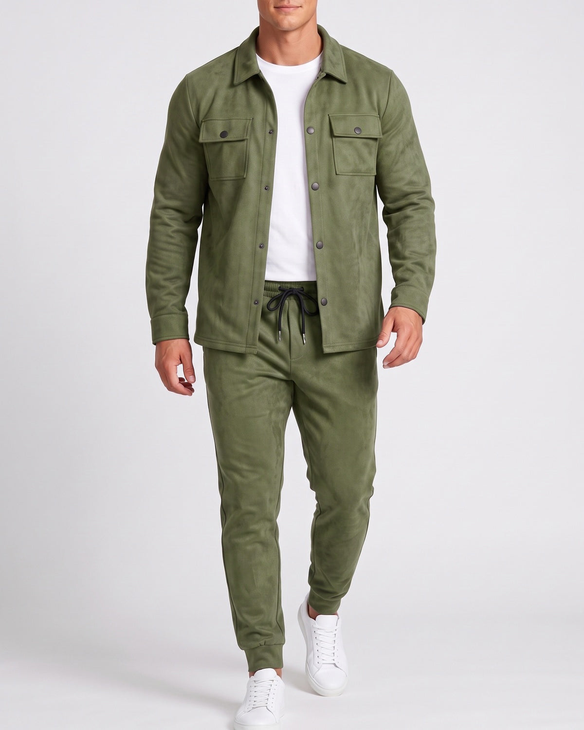 KZZ Men's faux suede work jacket set