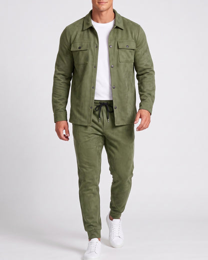 KZZ Men's faux suede work jacket set