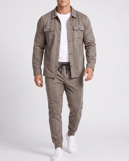 KZZ Men's faux suede work jacket set