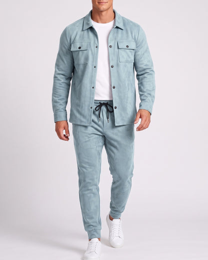KZZ Men's faux suede work jacket set