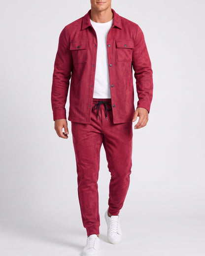 KZZ Men's faux suede work jacket set