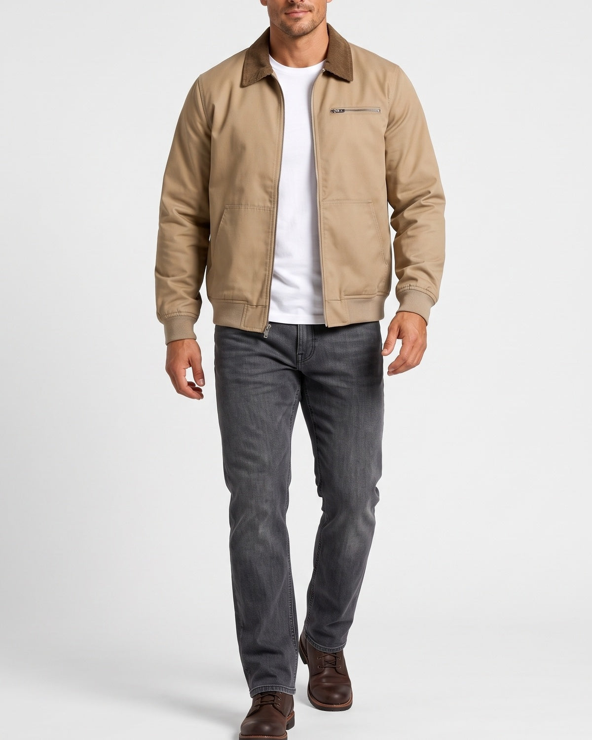 KZZ Vintage-Style Workwear Zip-Up Jacket