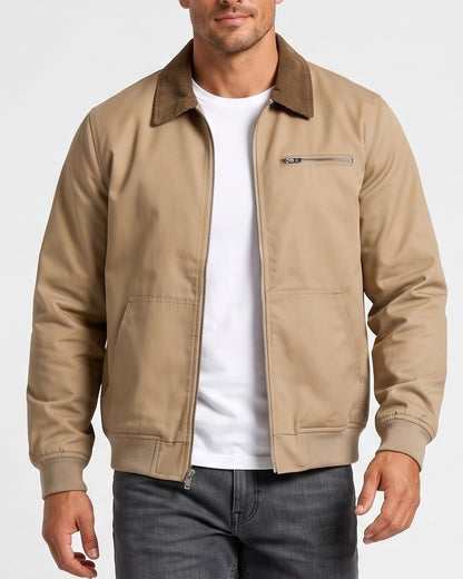 KZZ Vintage-Style Workwear Zip-Up Jacket