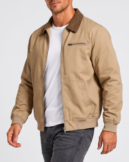 KZZ Vintage-Style Workwear Zip-Up Jacket
