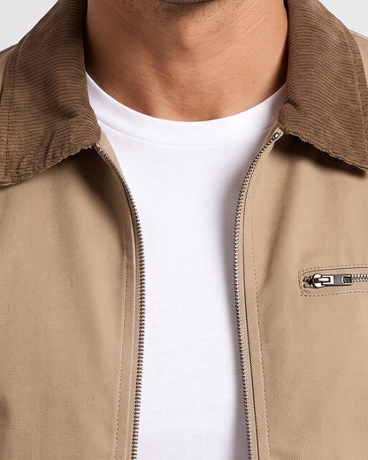 KZZ Vintage-Style Workwear Zip-Up Jacket