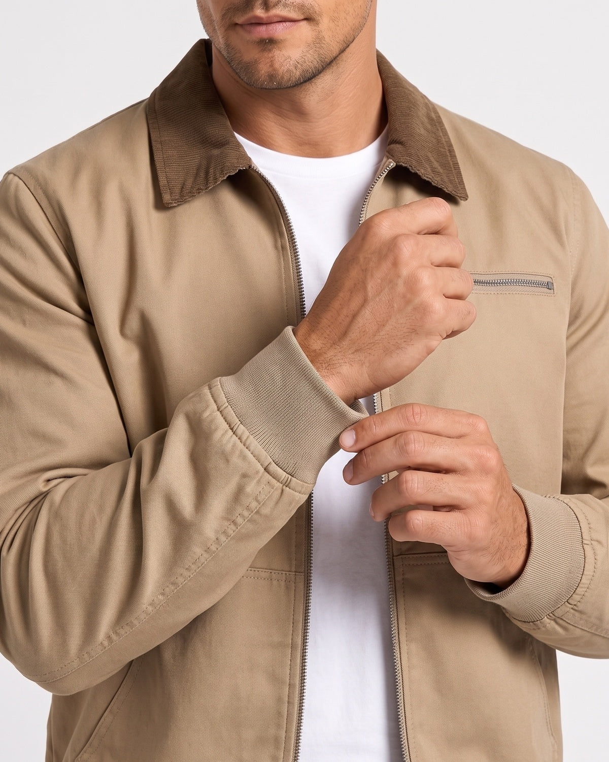 KZZ Vintage-Style Workwear Zip-Up Jacket