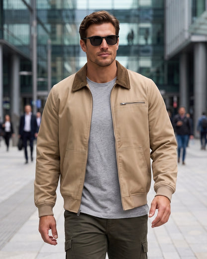 KZZ Vintage-Style Workwear Zip-Up Jacket
