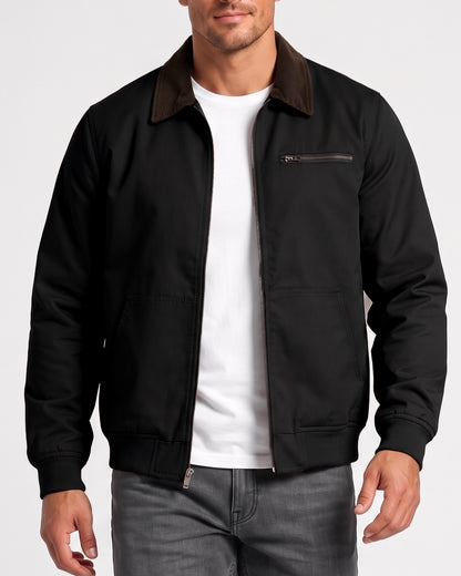 KZZ Vintage-Style Workwear Zip-Up Jacket