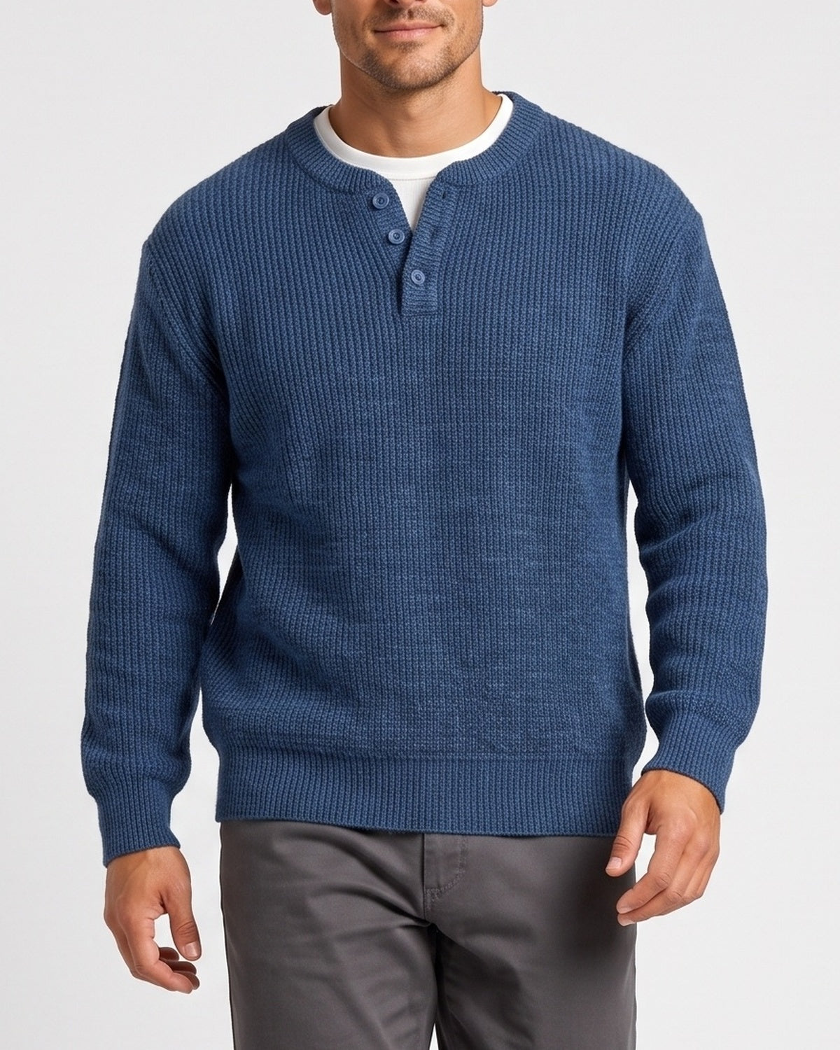 KZZ Men’s faux-layered Henley-neck top