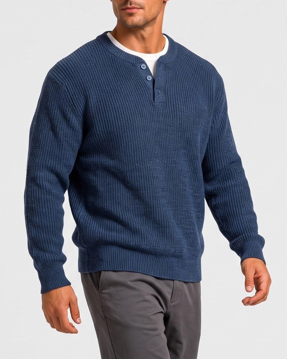 KZZ Men’s faux-layered Henley-neck top