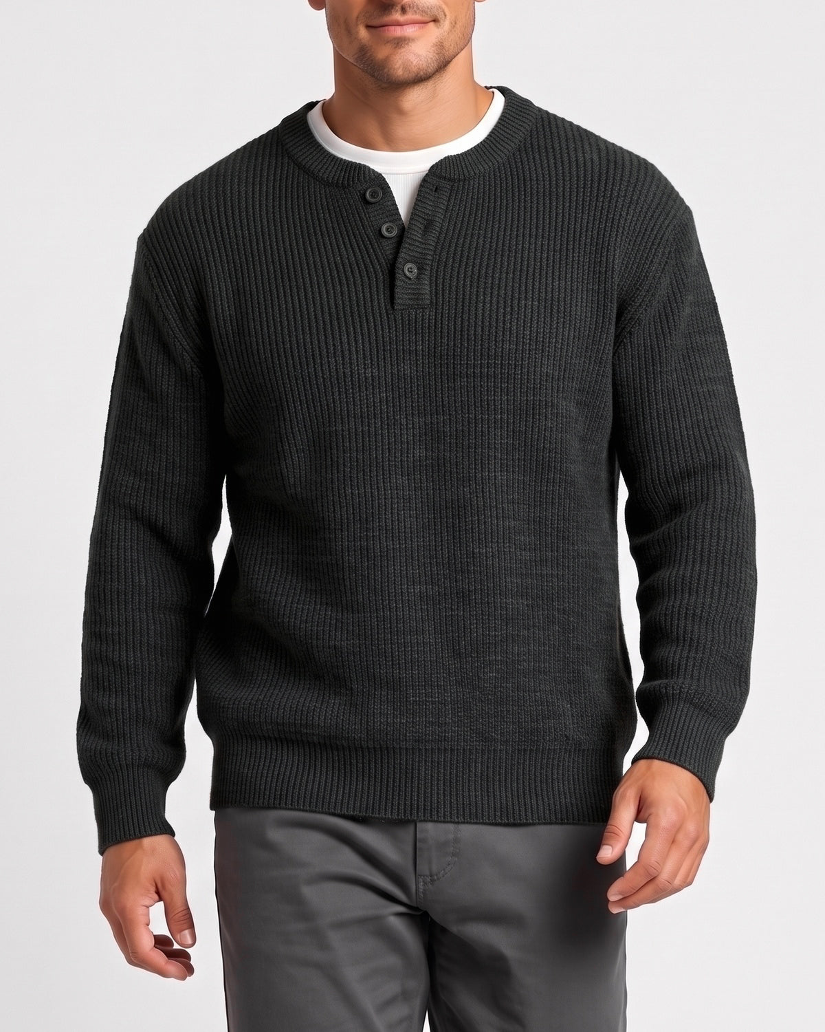 KZZ Men’s faux-layered Henley-neck top