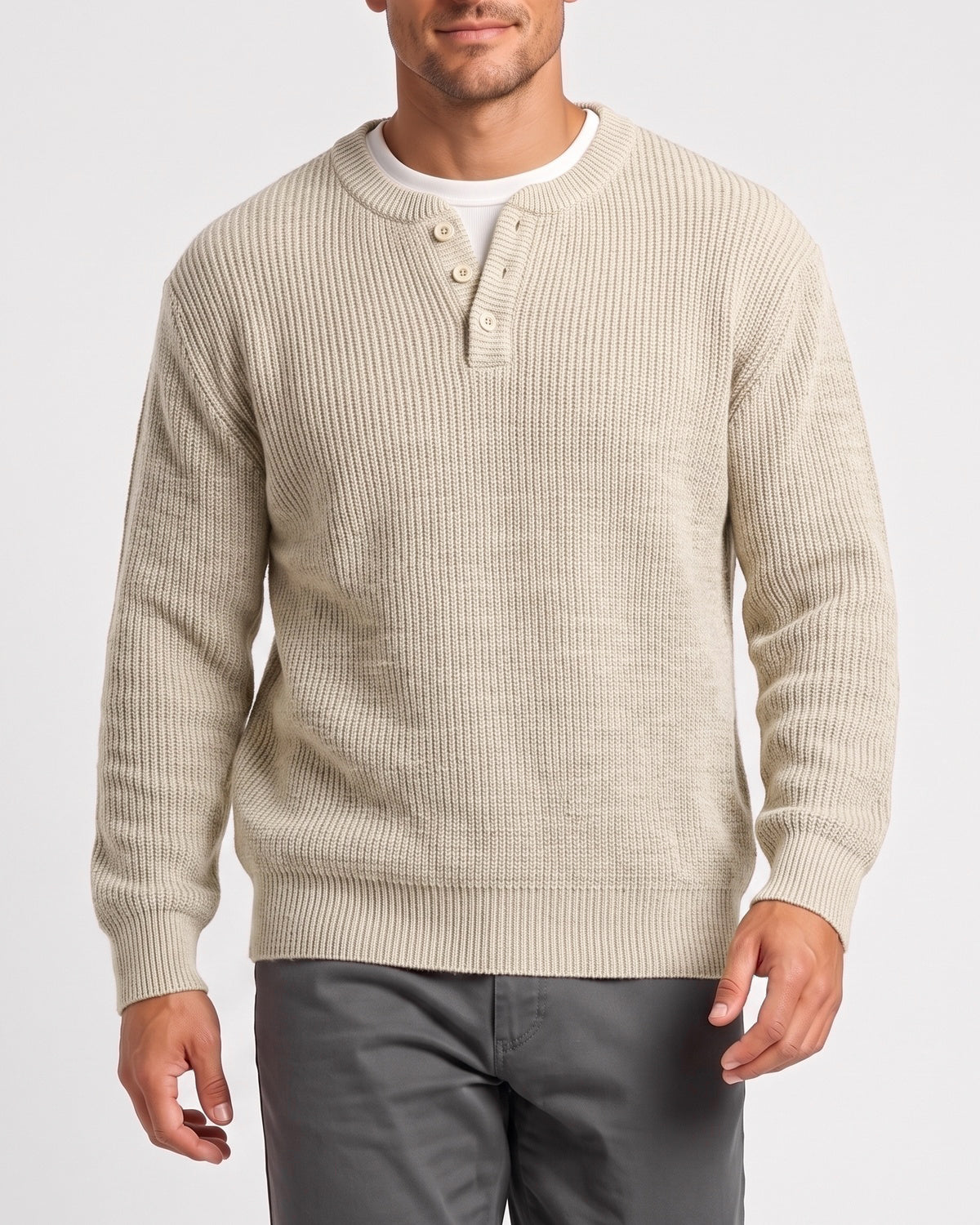 KZZ Men’s faux-layered Henley-neck top