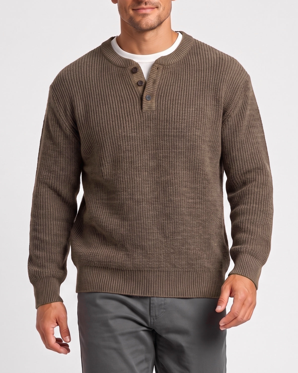 KZZ Men’s faux-layered Henley-neck top