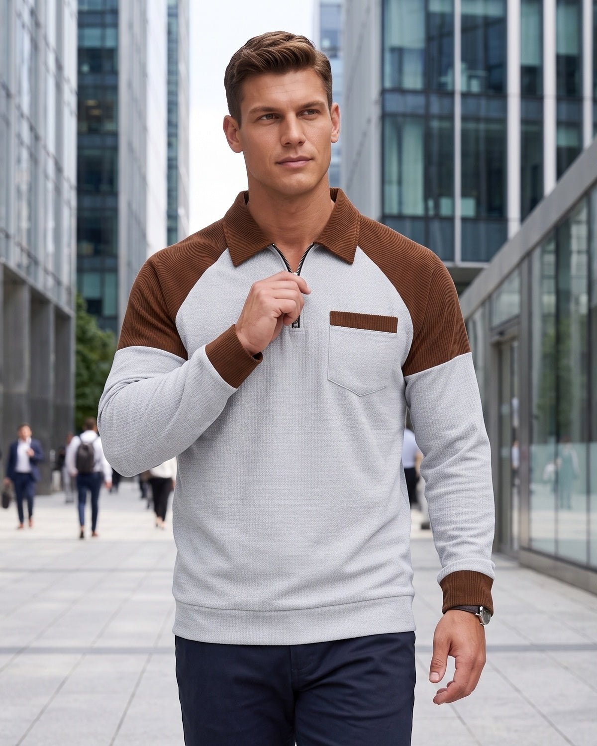 KZZ Men's Autumn New Slim Fit Polo Shirt