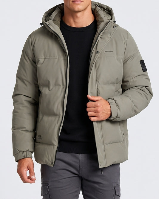 KZZ Men's Casual Solid Color Short Hooded Jacket