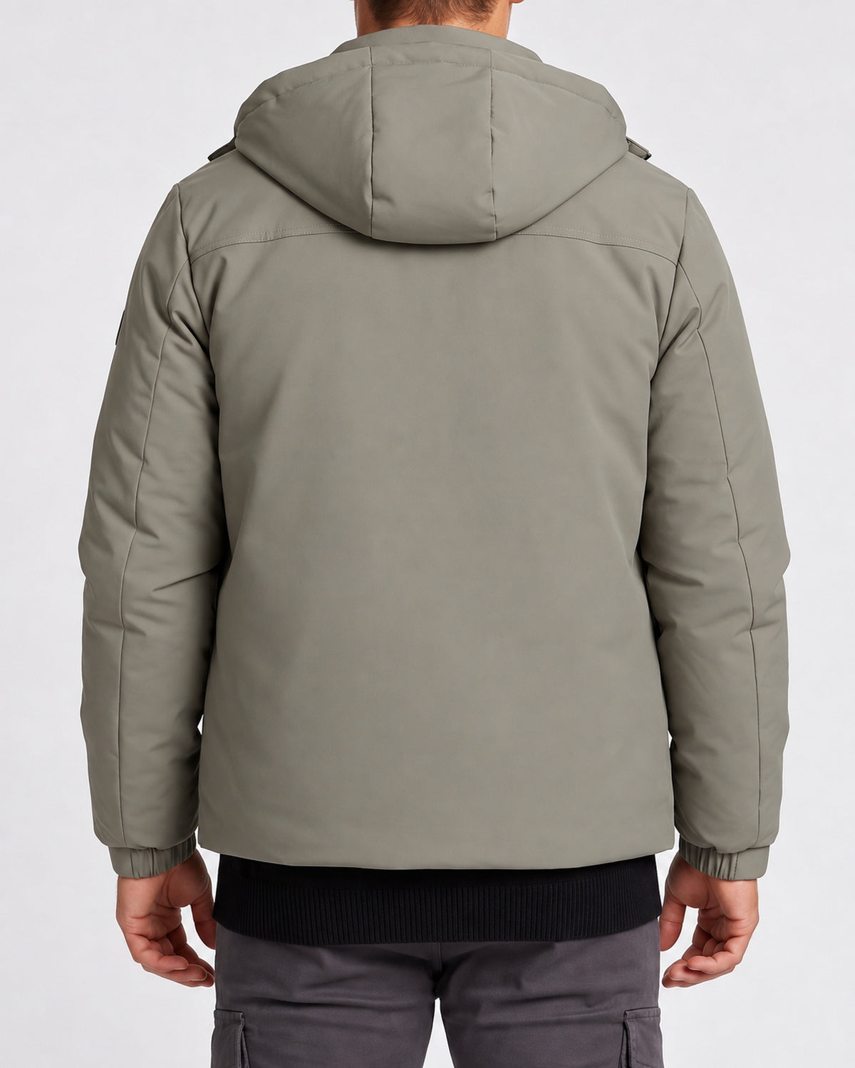 KZZ Men's Casual Solid Color Short Hooded Jacket