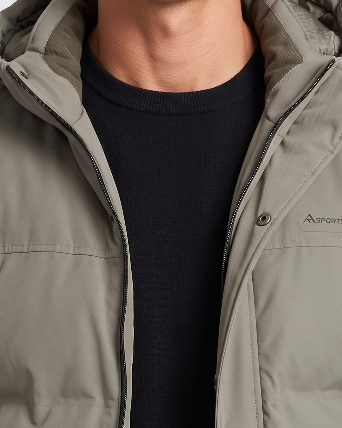 KZZ Men's Casual Solid Color Short Hooded Jacket