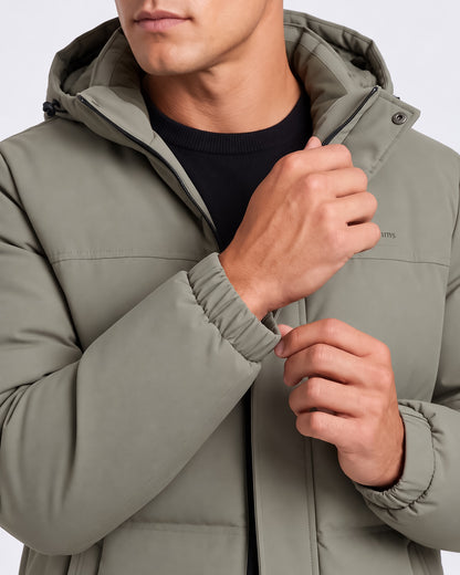 KZZ Men's Casual Solid Color Short Hooded Jacket