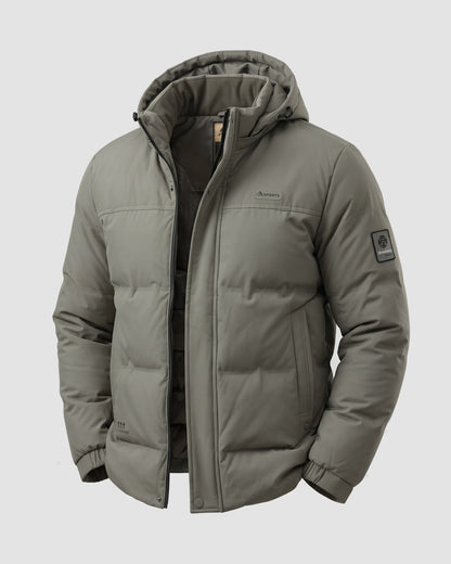 KZZ Men's Casual Solid Color Short Hooded Jacket