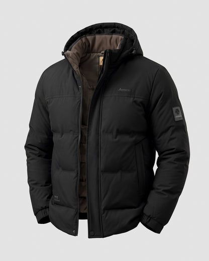 KZZ Men's Casual Solid Color Short Hooded Jacket