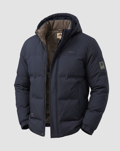 KZZ Men's Casual Solid Color Short Hooded Jacket