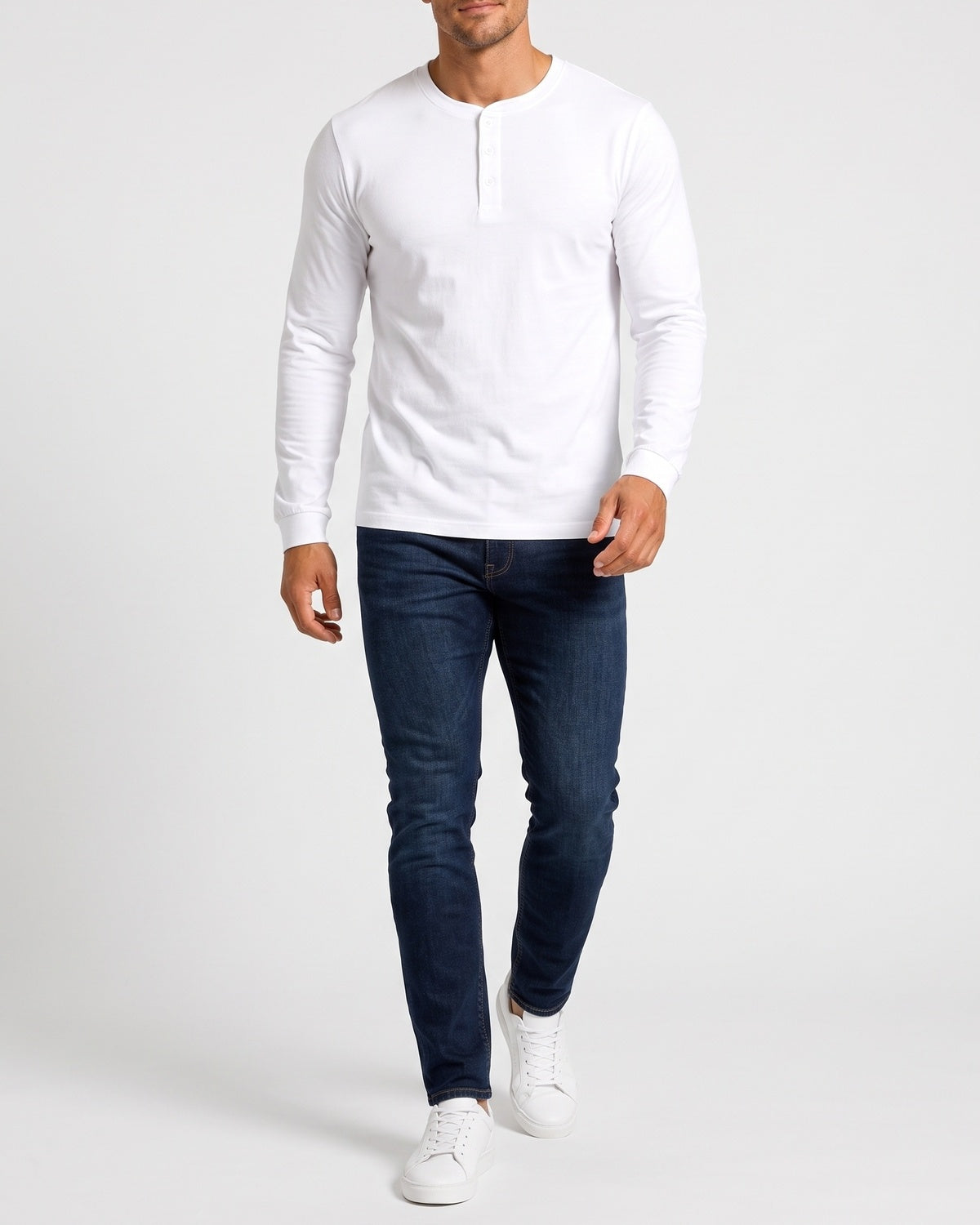 KZZ Men's casual layered top with multiple buttons on the front