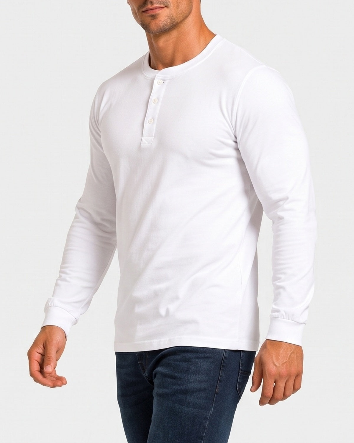 KZZ Men's casual layered top with multiple buttons on the front