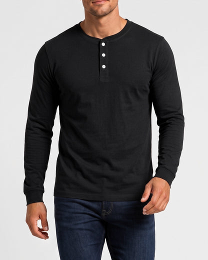 KZZ Men's casual layered top with multiple buttons on the front