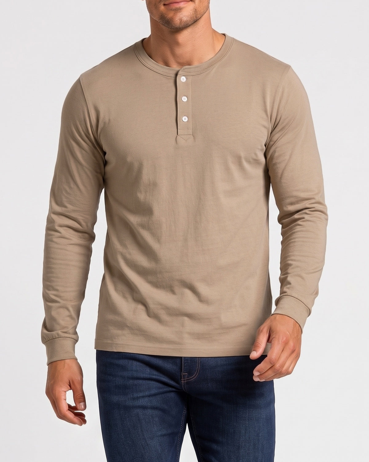 KZZ Men's casual layered top with multiple buttons on the front